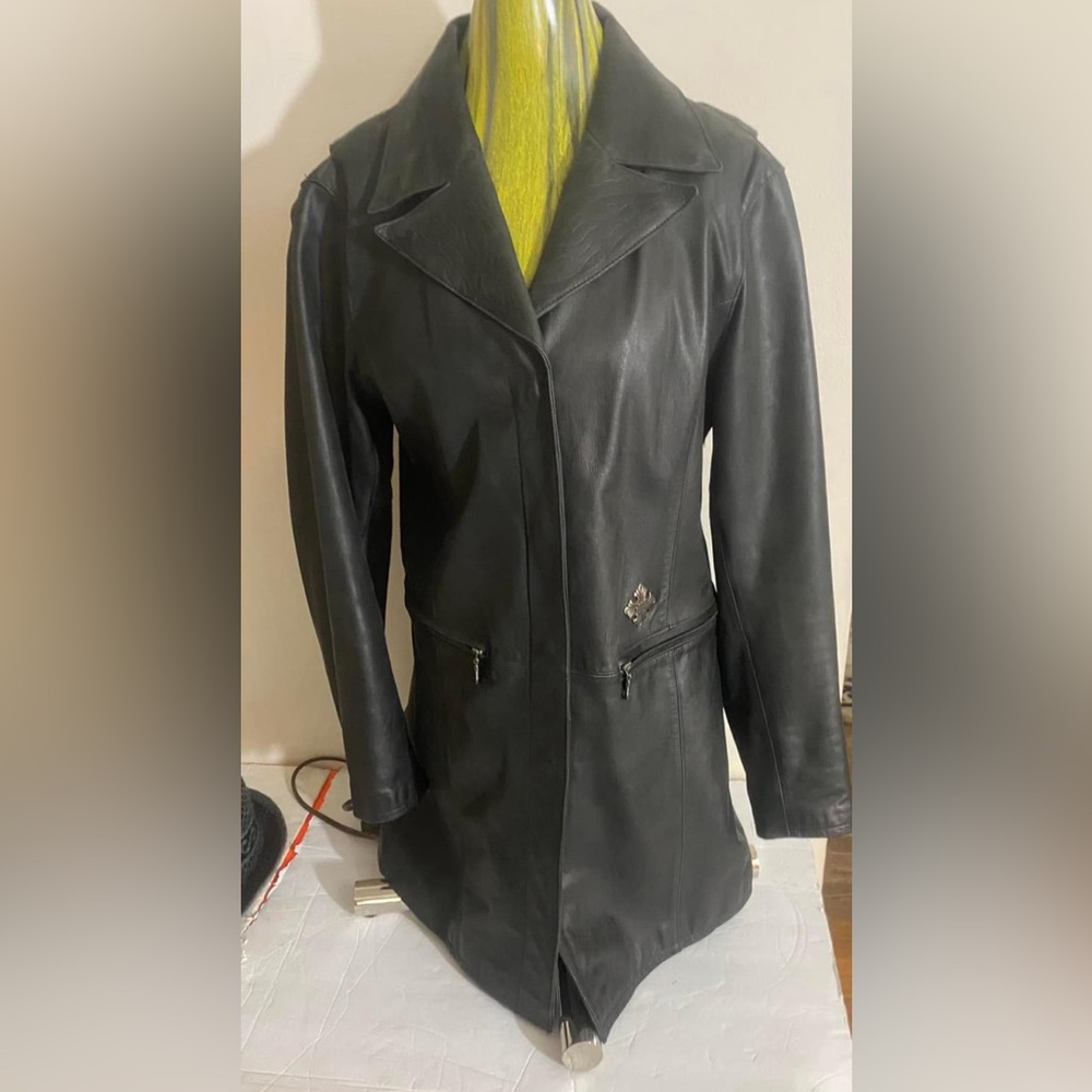 Harley Davidson Vintage Trench Jacket With Embossed Flames